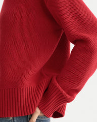 The Cotton Honeycomb Square Crew | Berry Red