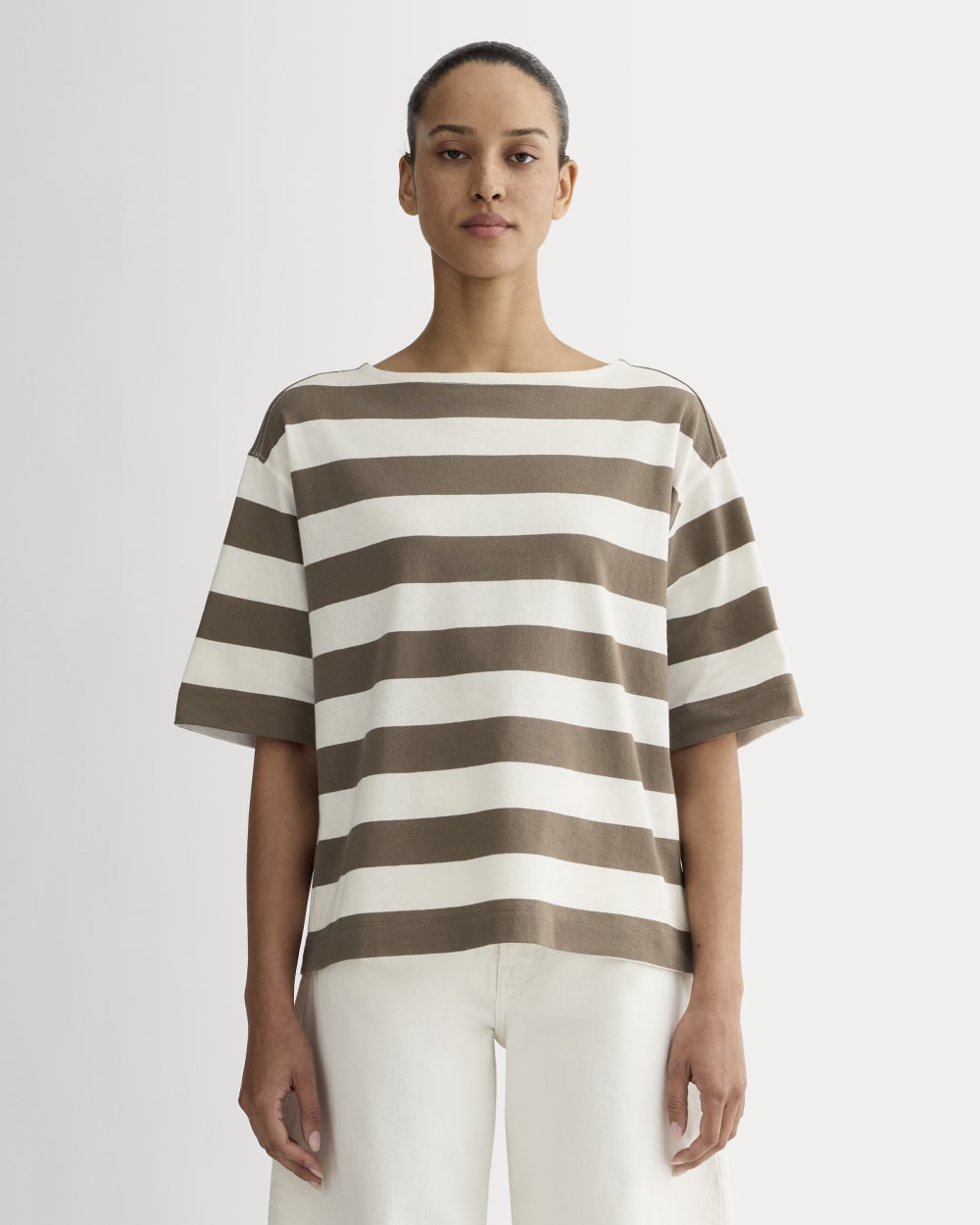 The Mariner Oversized Tee | Deep Taupe / Bone