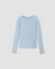 The Luxe Rib Long-Sleeve Crew | Chambray Blue