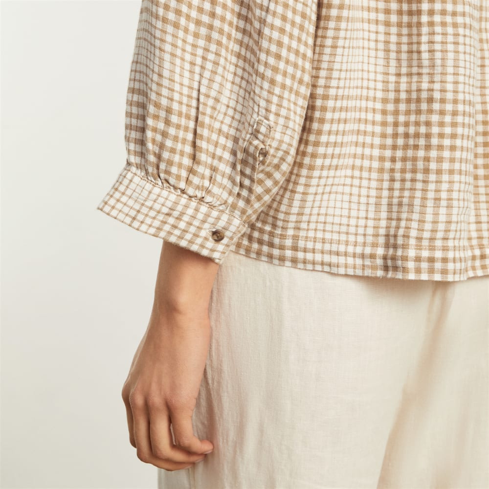 The Linen Billow Blouse | Iced Coffee Grid
