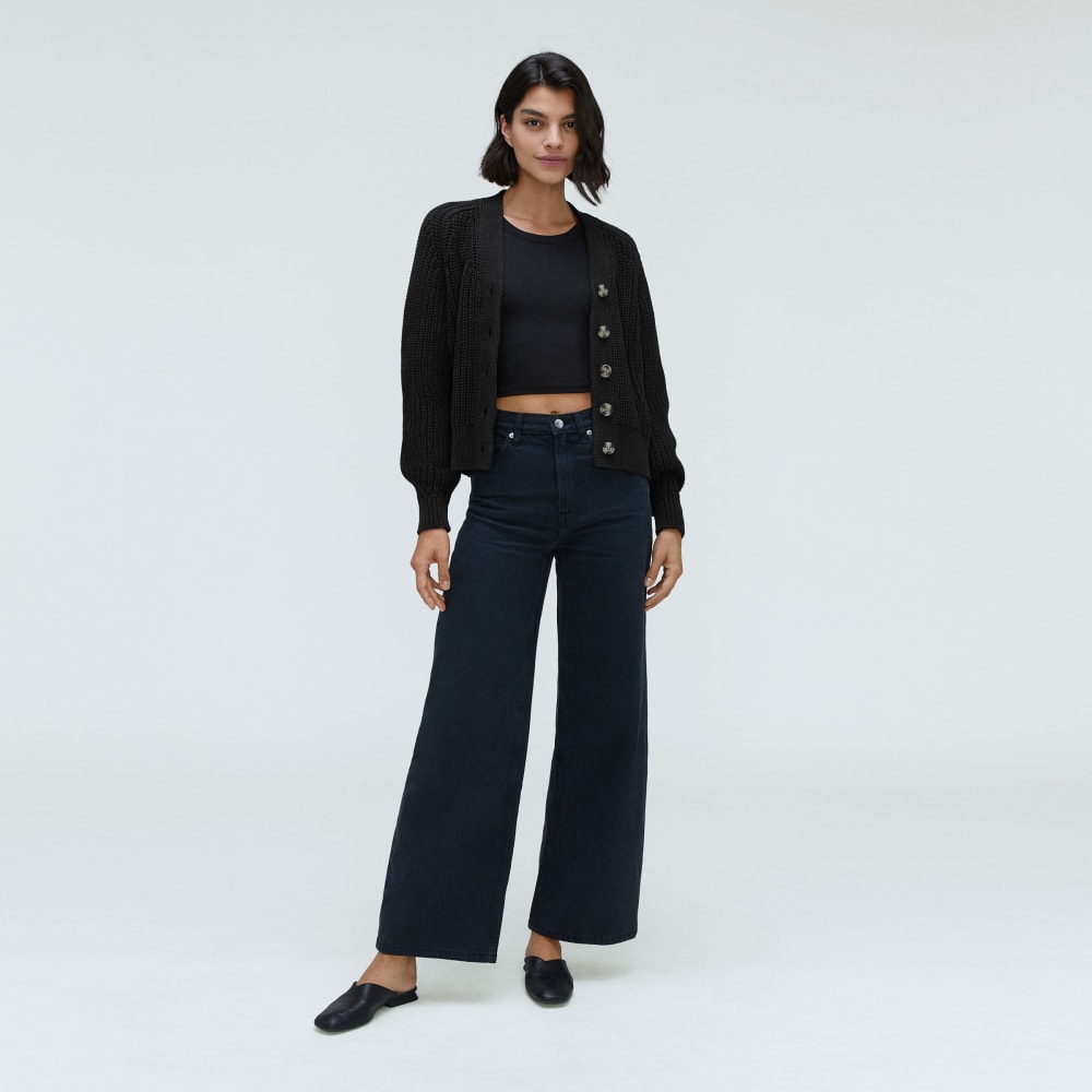 The Texture Cotton Cardigan | Black