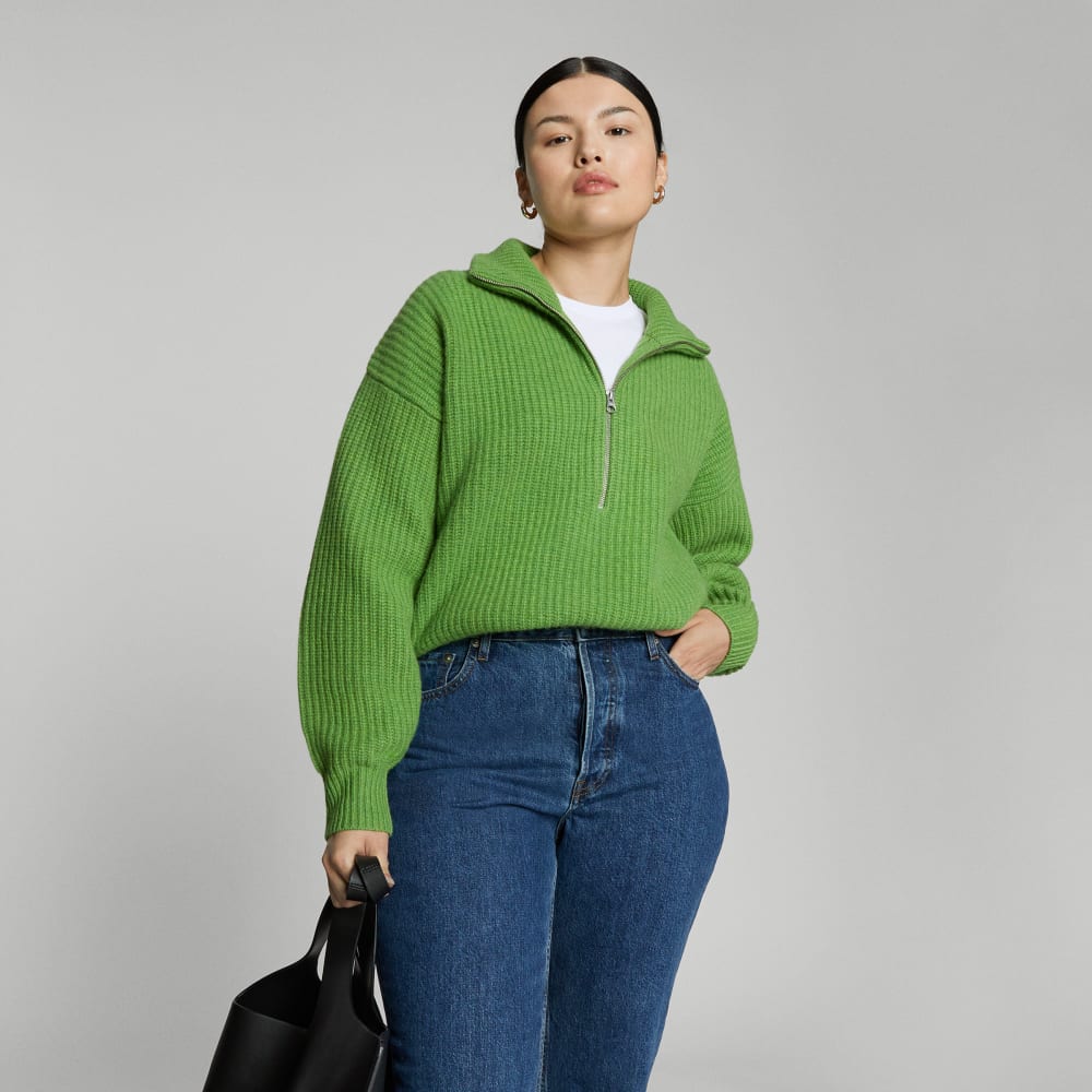 The Half-Zip Sweater in Luxe Merino | Salted Lime