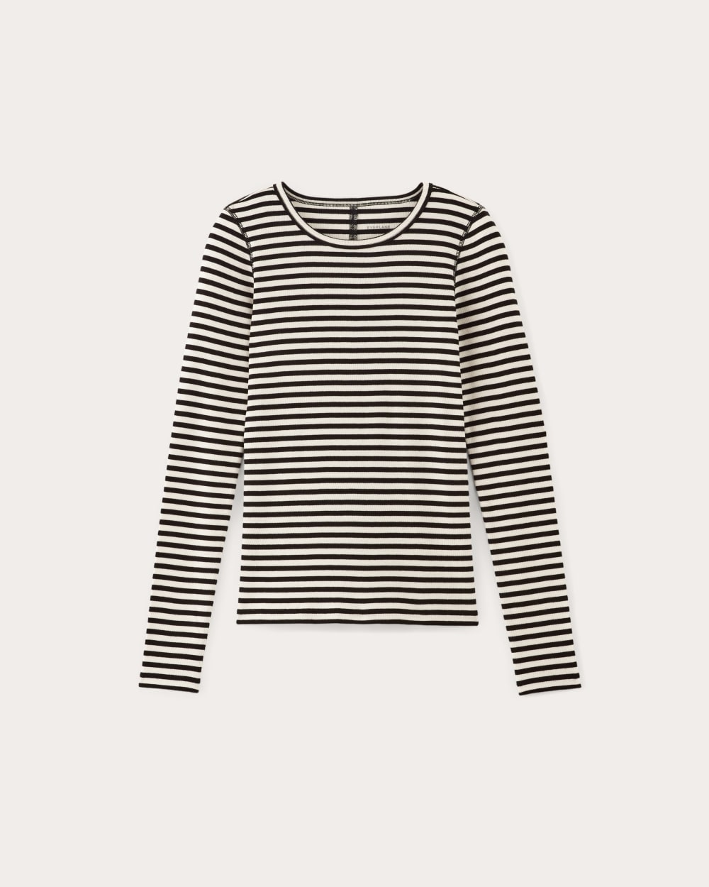 The Luxe Rib Long-Sleeve Crew | Bone / Black