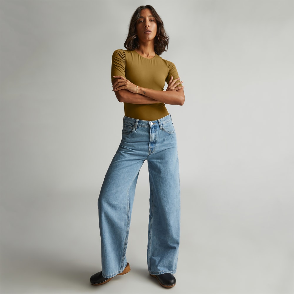 The Short-Sleeve Crew Neck Bodysuit | Tapenade | Thong