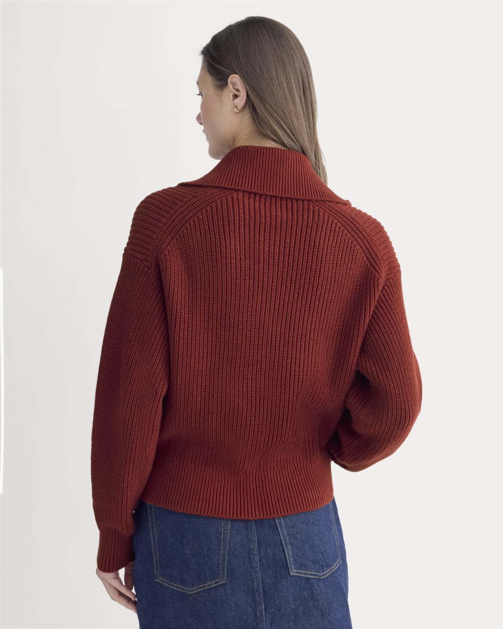 The Full-Zip Sweater in Everyday Cotton | Merlot