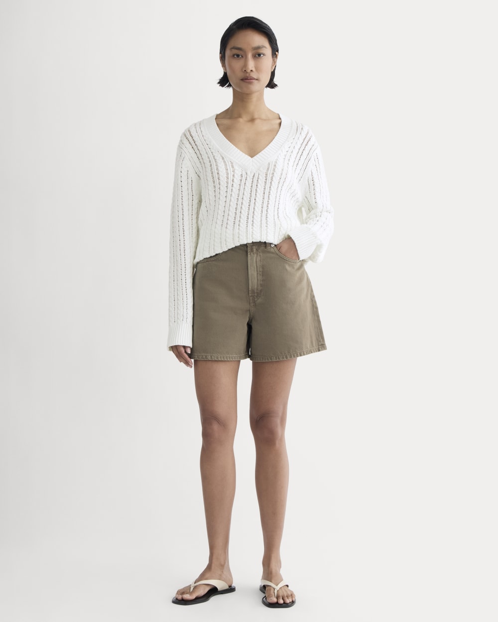 The A-Line Denim Short | Garment-Dyed Chocolate
