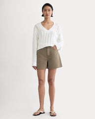 The A-Line Denim Short | Garment-Dyed Chocolate