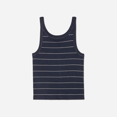 The Pima Micro-Rib Short Tank |  Navy / White