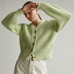 The Texture Cotton Cardigan | Seafoam Green
