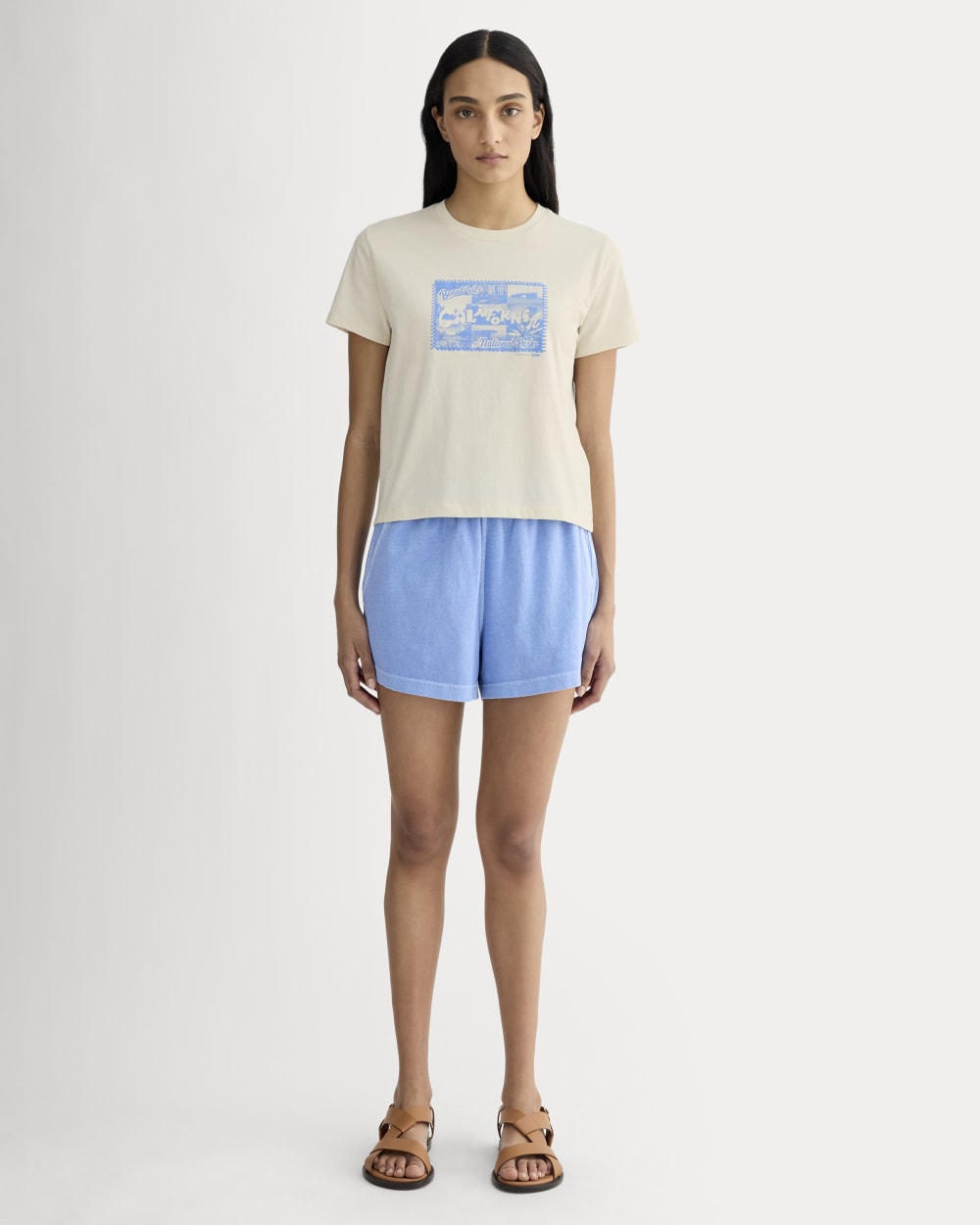 The Everlane x Parks Project Box-Cut Tee | Natural / Granada Sky Blue