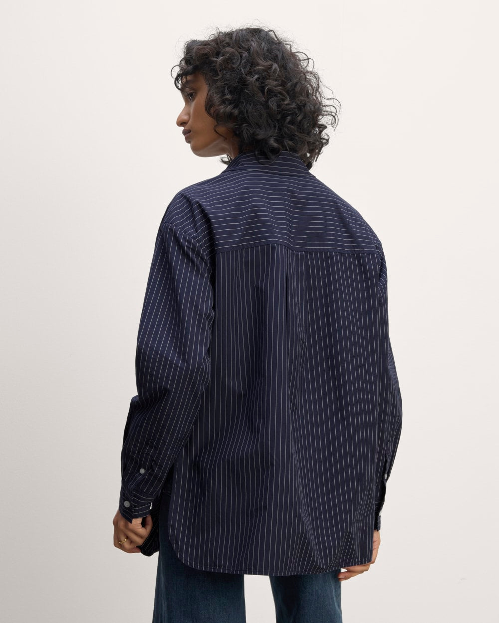The Supima® Cotton Boyfriend Shirt | Navy / White