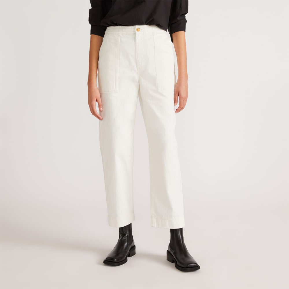 The Organic Cotton Herringbone Pant | Bone
