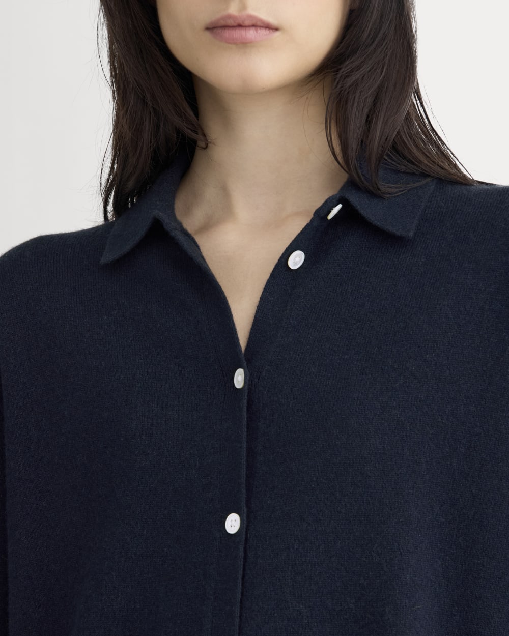 Cashmere Button-Up Shirt | Navy