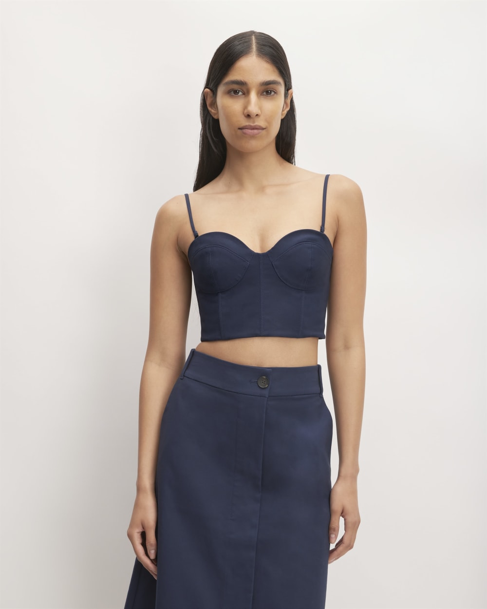 The Structured Cotton Bustier | Navy