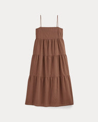 The Gauze Tiered Dress | Carob Brown / Black