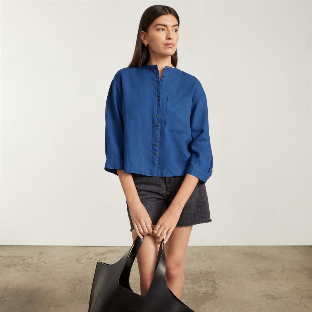 The Linen Billow Blouse | Deep Blue