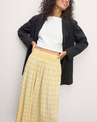 The Pleated Skirt | Bone / Parsnip Gingham