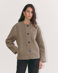 The Cocoon Coat in Wool | Taupe