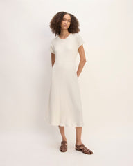 The Rib-Knit Cap-Sleeve Midi Dress | Bone