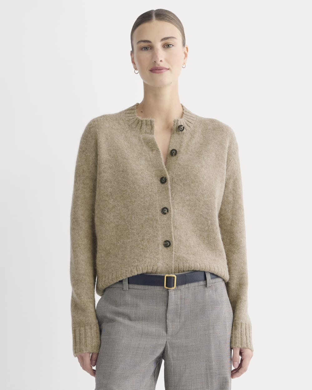 The Crew Cardigan in Alpaca | Dark Heathered Camel
