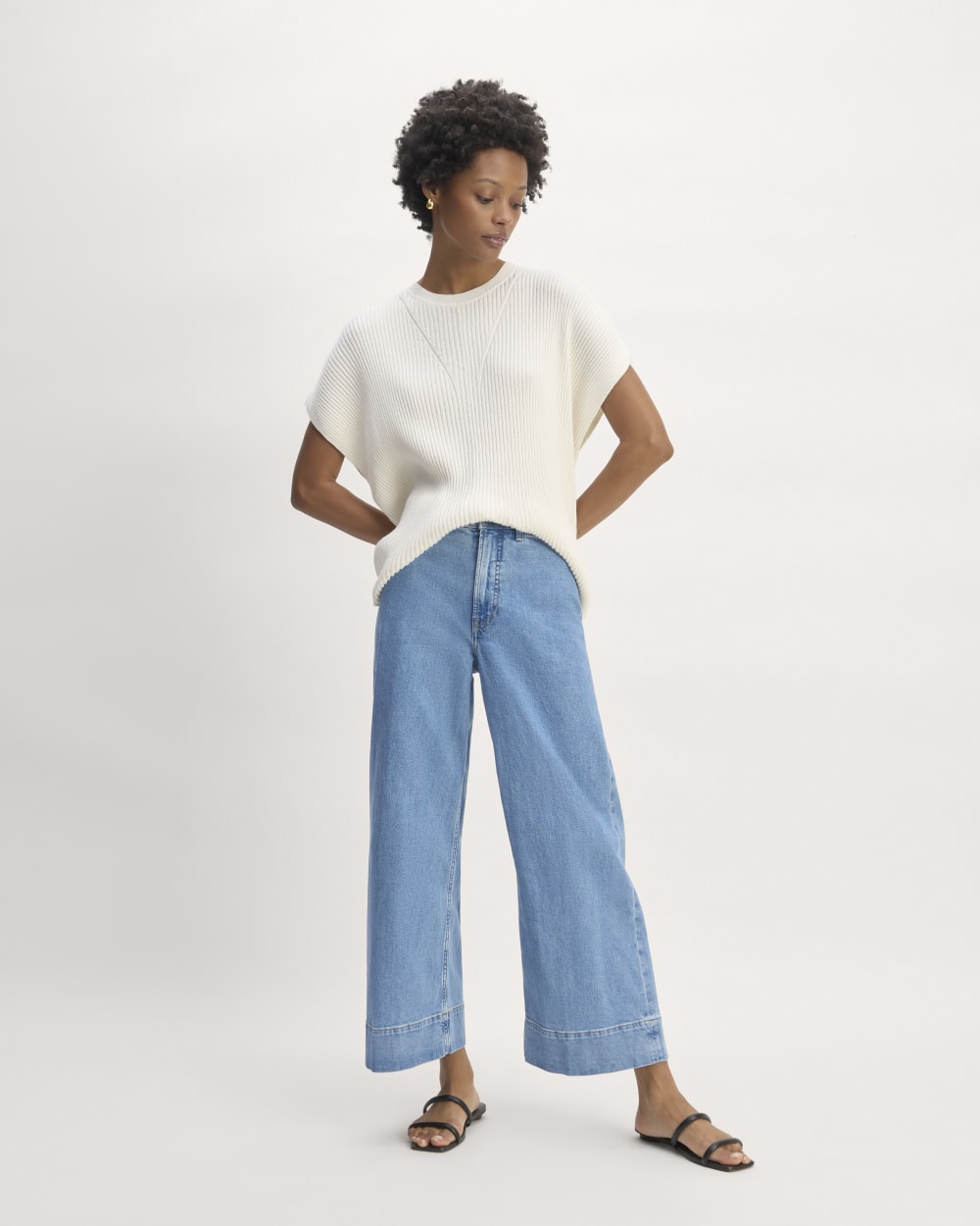 The Cotton Knit Caftan Top | Bone