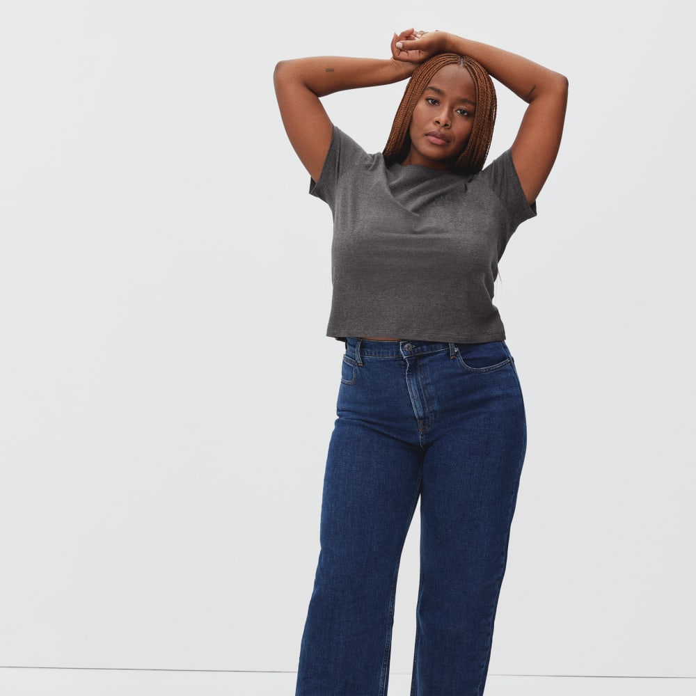 The Organic Cotton Box-Cut Pocket Tee | Charcoal | No Pocket