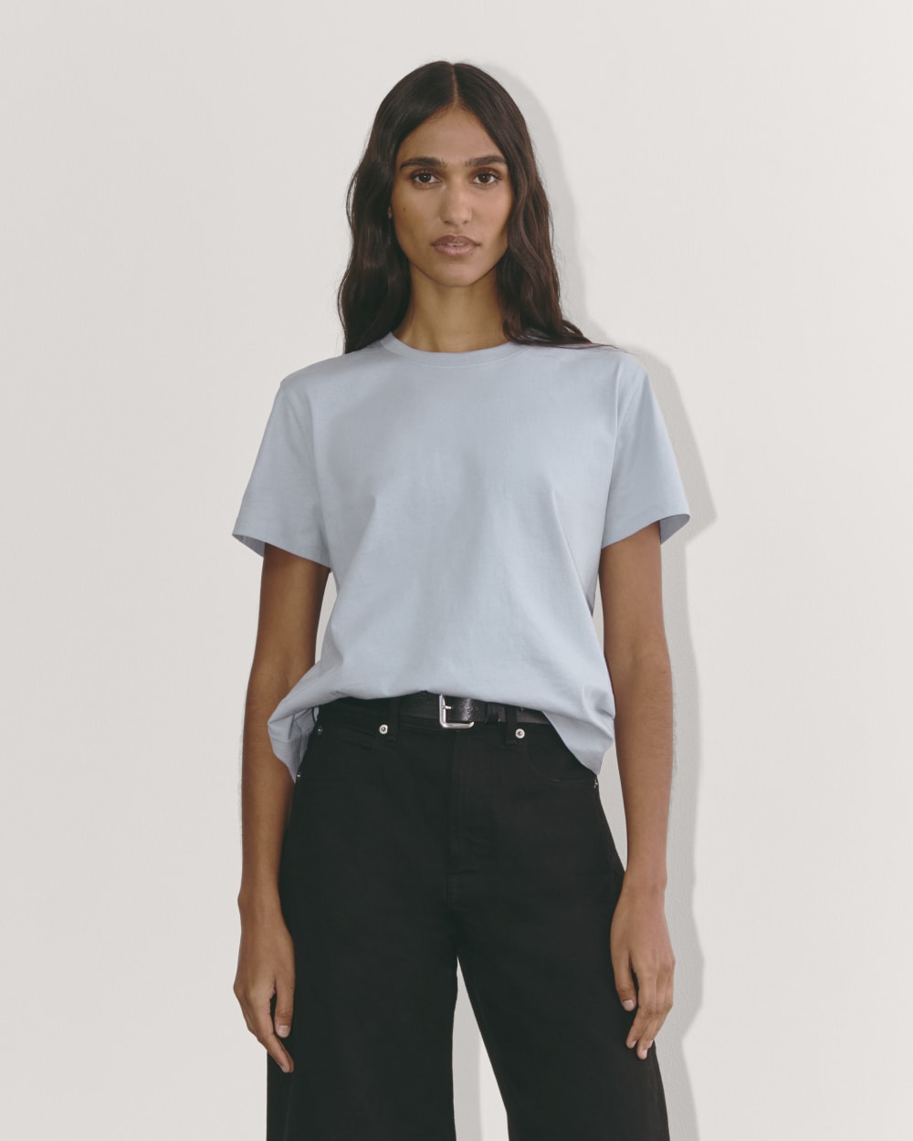 The Box-Cut Tee in Essential Cotton | Blue Slate | No Pocket