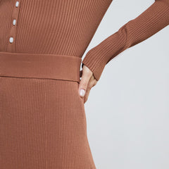 The Ribbed Knit Skirt | Cocoa Brown
