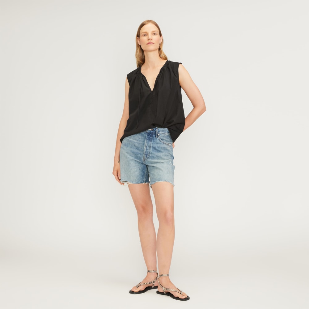 The Gathered Tie-Front Top | Black