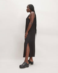 The Hammered Satin Slip Dress | Black