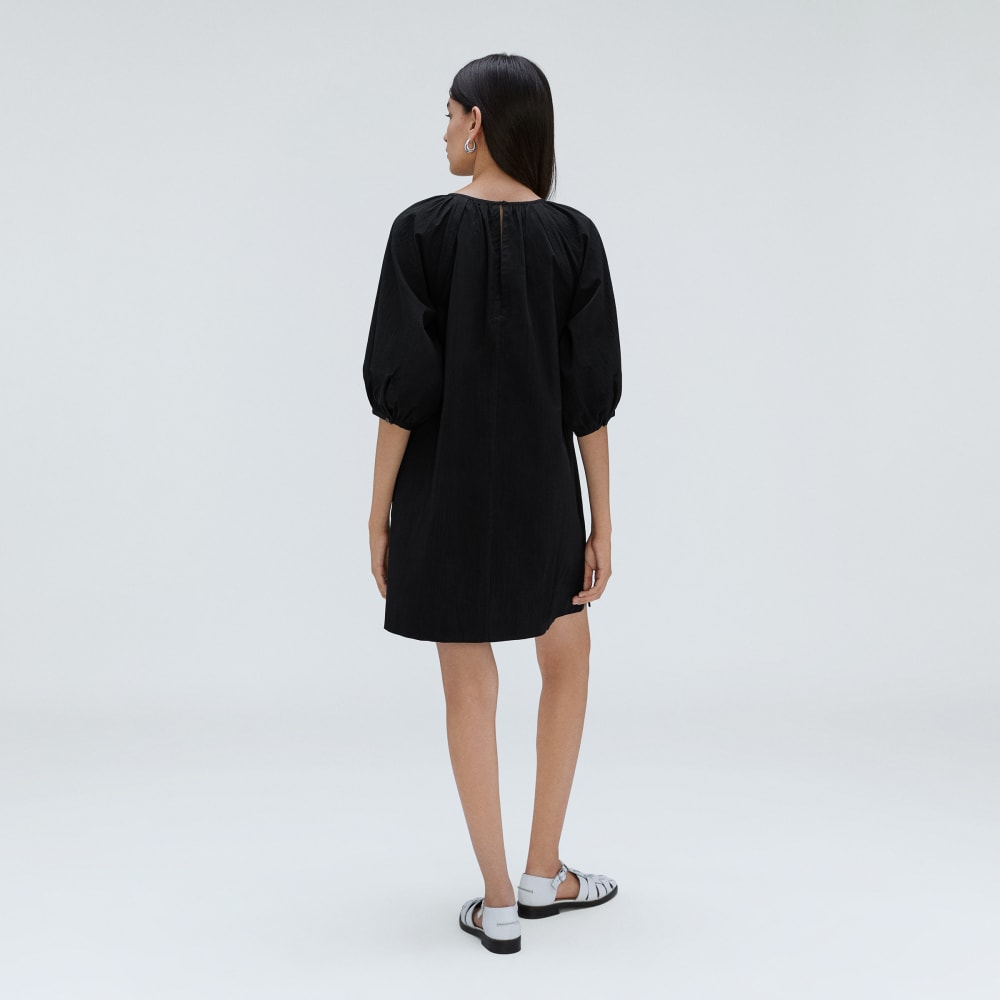The Seersucker Puff Sleeve Dress | Black