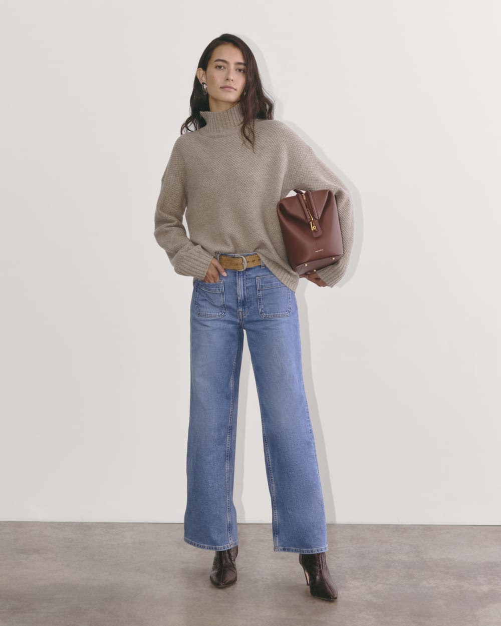 The Honeycomb Funnel Neck in Wool Cashmere | Oatmeal