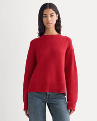 The Cotton Honeycomb Square Crew | Berry Red