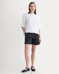 The Boatneck Top in Linen | White