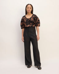 The Scoop Top in Linen | Carob Brown Abstract