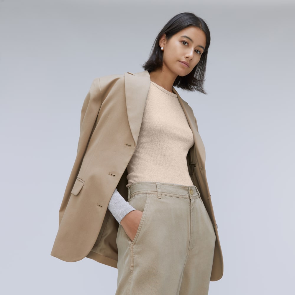 The Luxe Rib Long-Sleeve Crew | Heathered Meringue