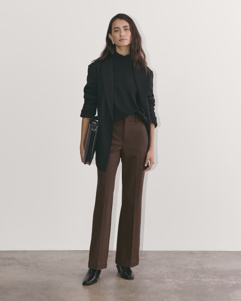 The Bi-Stretch Flare Pant | Brown Houndstooth