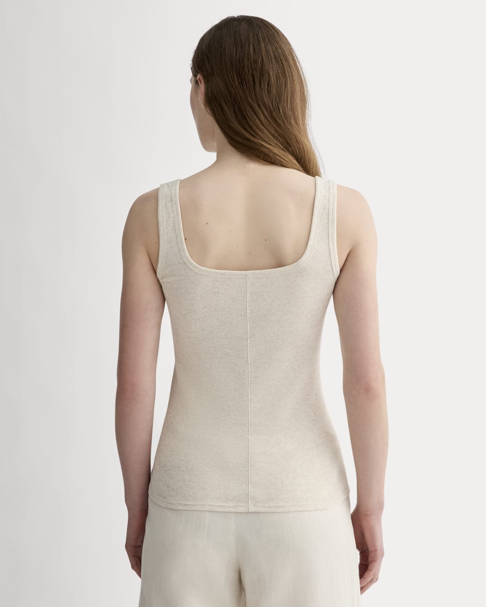 The Luxe Rib Square-Neck Tank | Heathered Oat