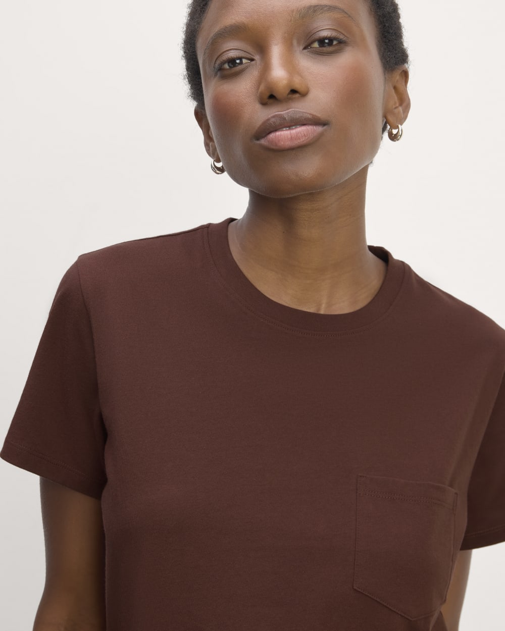 The Box-Cut Tee in Essential Cotton | Dark Mahogany | Pocket