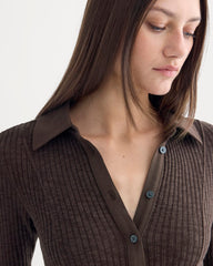 Cozy Rib Button-Up | Coffee Bean