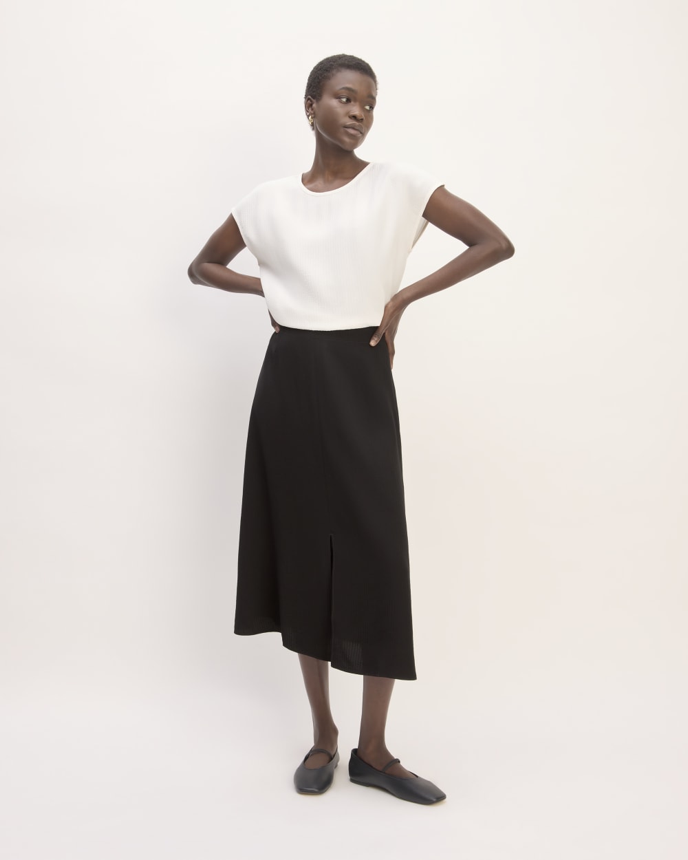 The Mini Jacquard Stripe Slip Skirt | Black