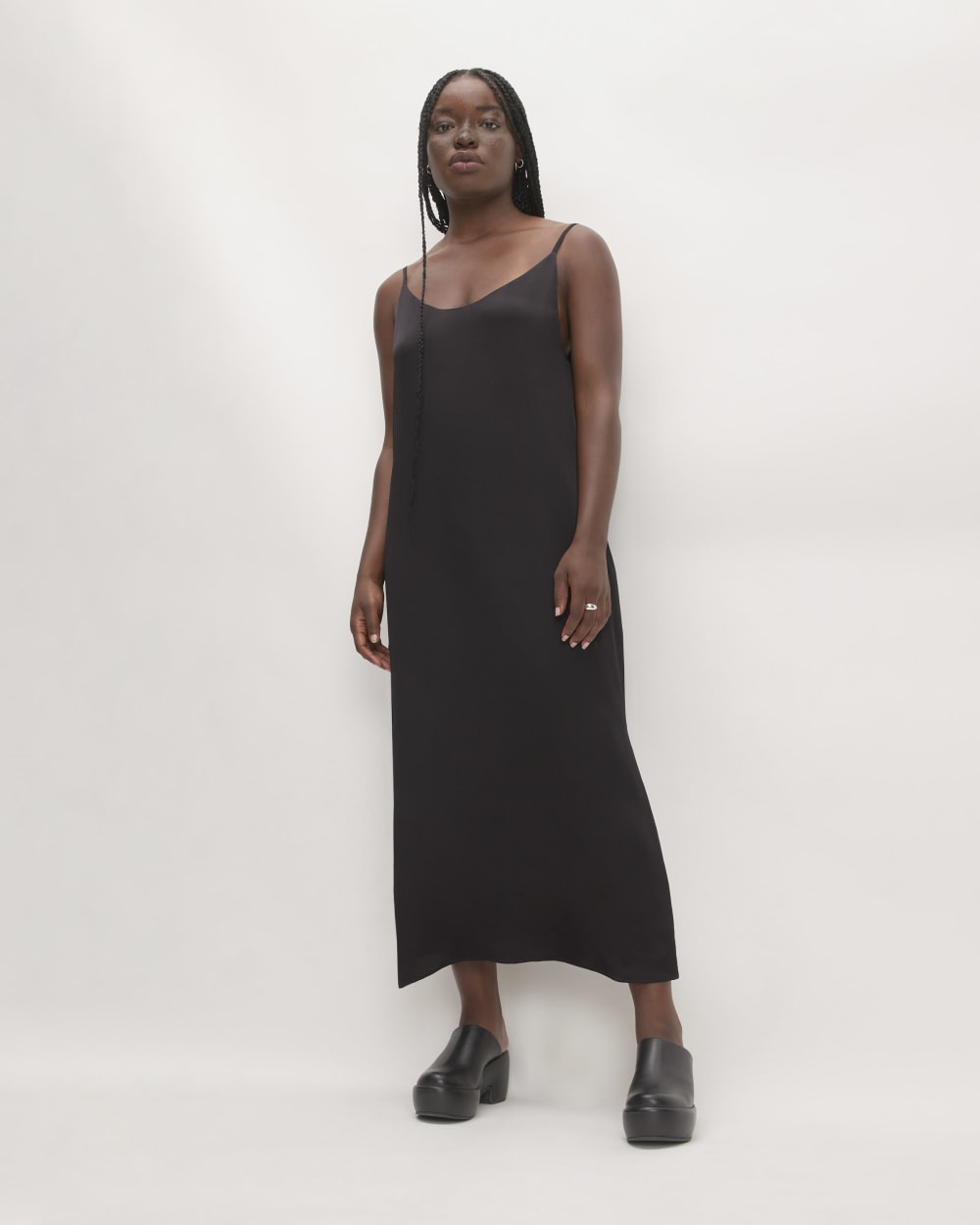 The Hammered Satin Slip Dress | Black