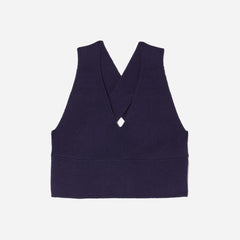 The Cross-Back Cropped Sweater Top | Midnight Blue