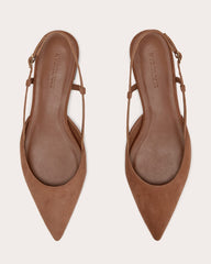 The Studio Slingback Flat | Saddle Brown Suede