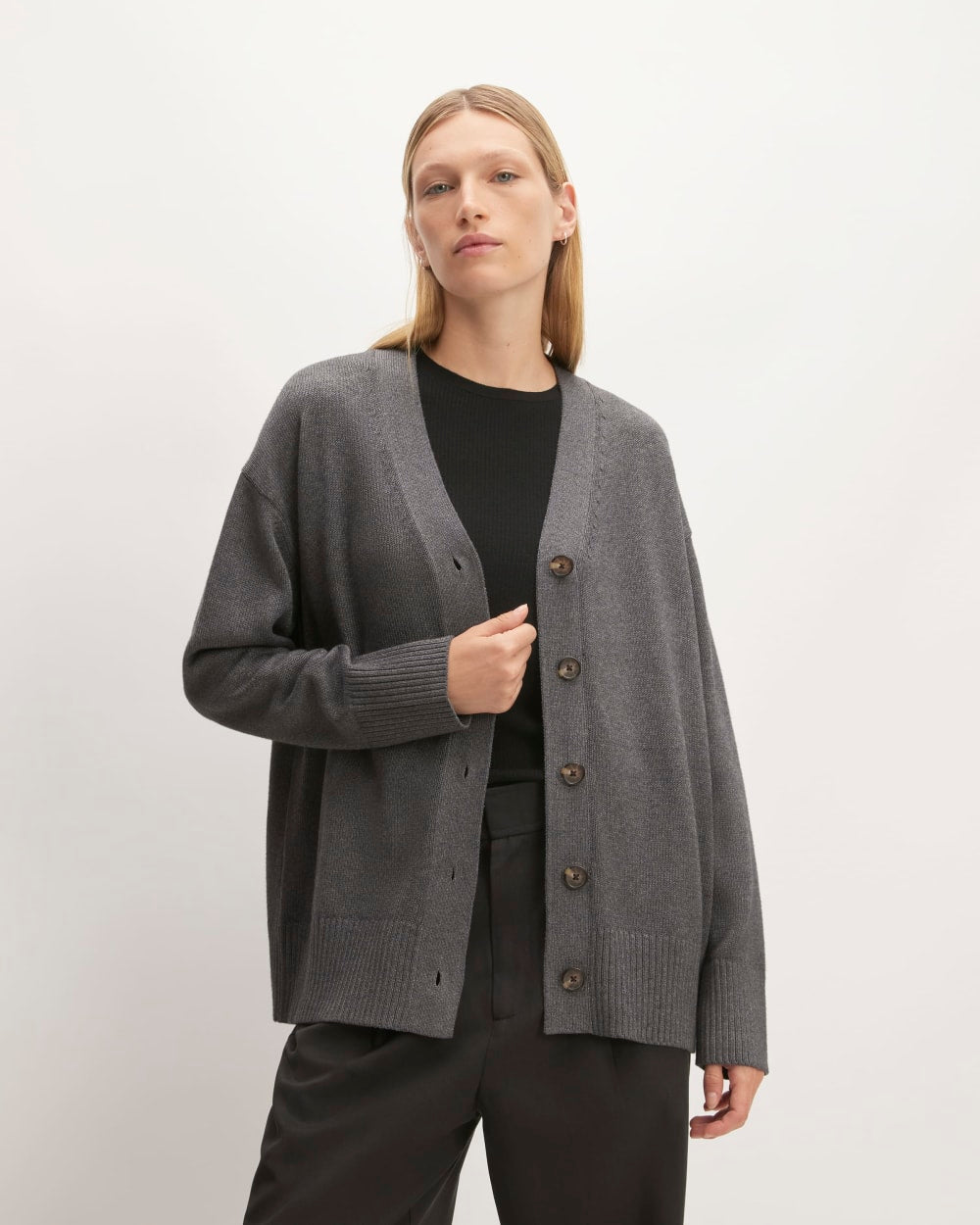 The Organic Cotton Cardigan | Heathered Charcoal