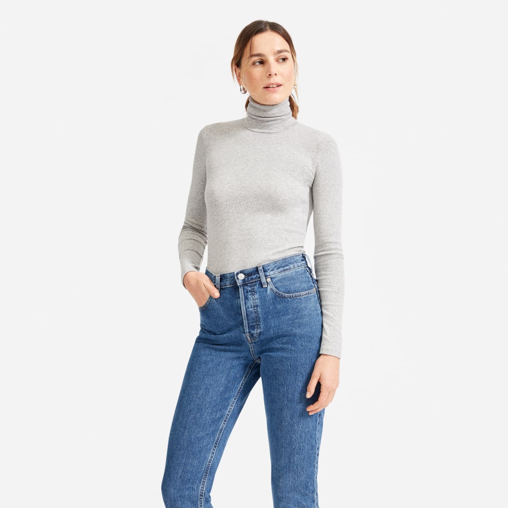The Luxe Micro-Rib Turtleneck |  Heathered Grey