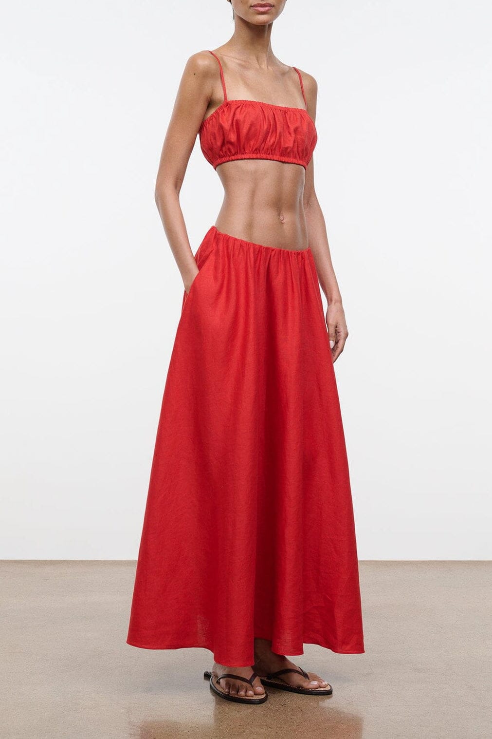FIORE LINEN TOP | TOMATO