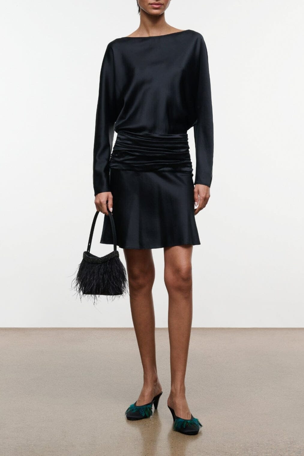 FREDA SILK MINI DRESS | BLACK