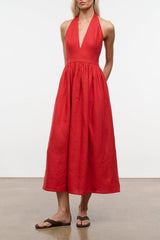 GRAZIA LINEN DRESS | TOMATO